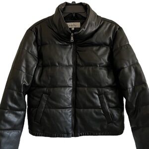 Sebby Collection leather puffer jacket size L